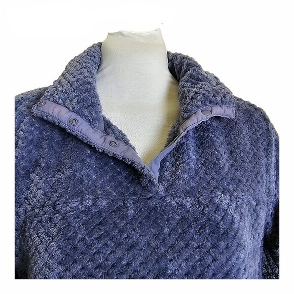 Eddie Bauer Charcoal Gray Textured Quarter Snap Fleece Size M - Picture 3 of 6